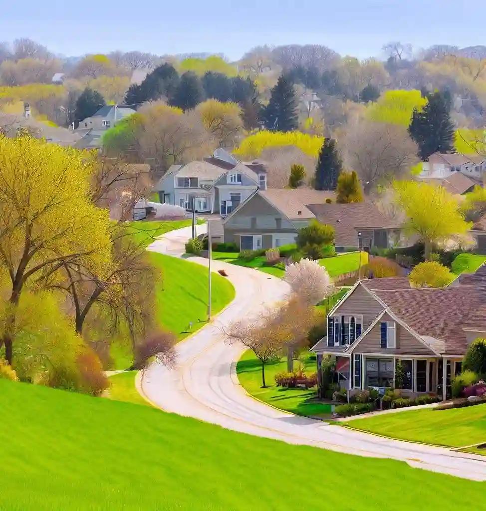 Rural Homes in Iowa during spring