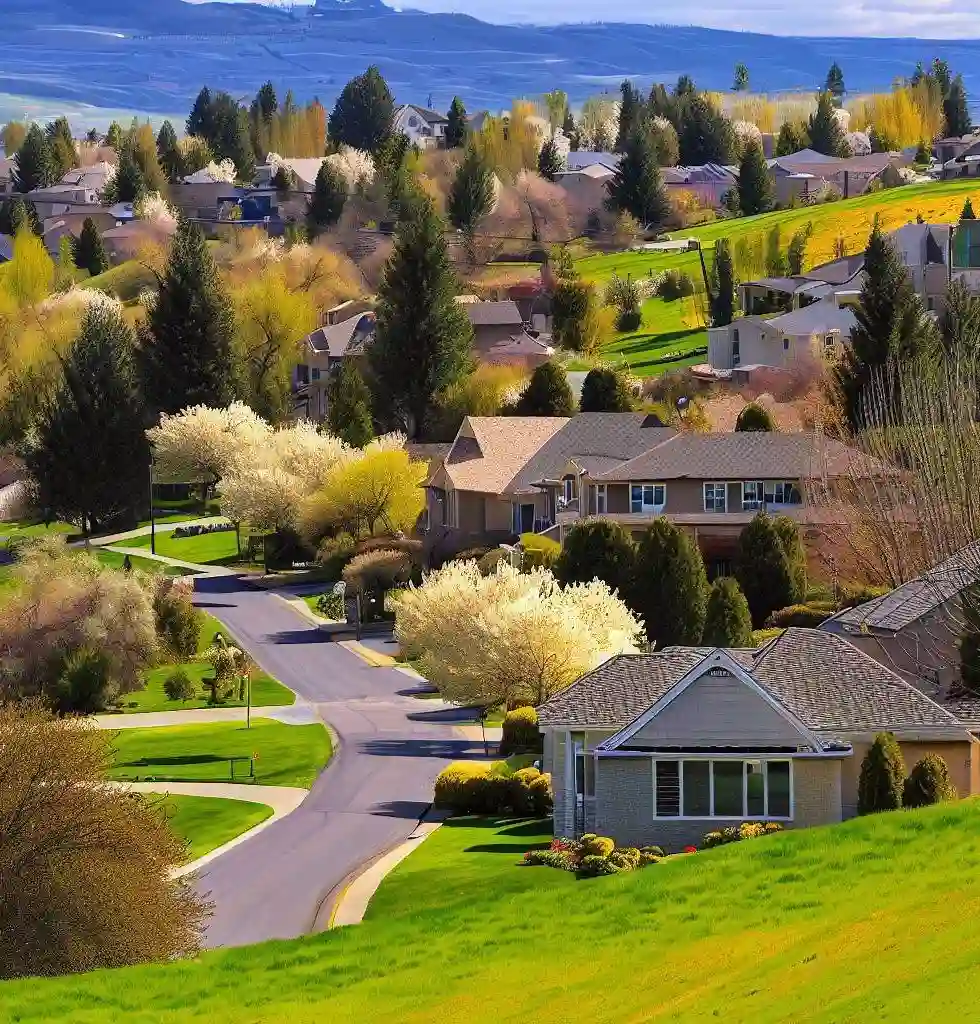 Rural Homes in Idaho during spring