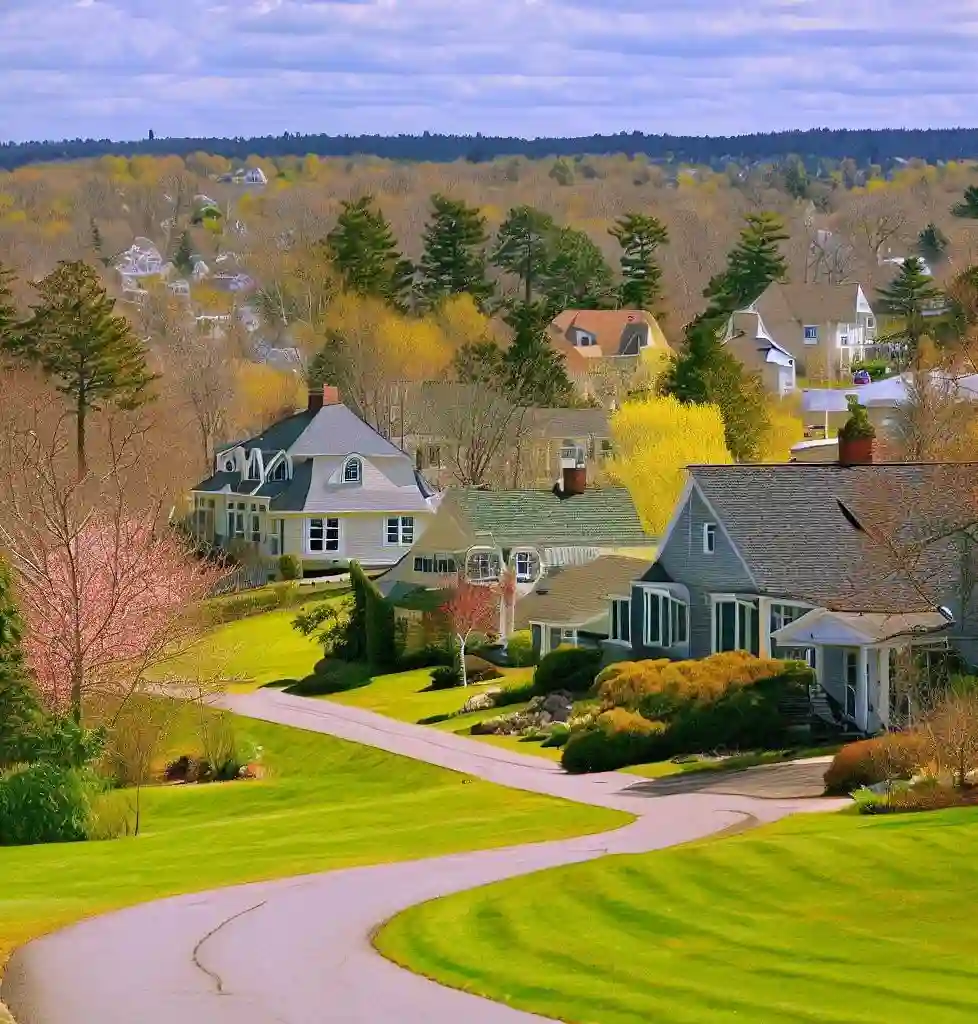 Rural Homes in Maine during spring