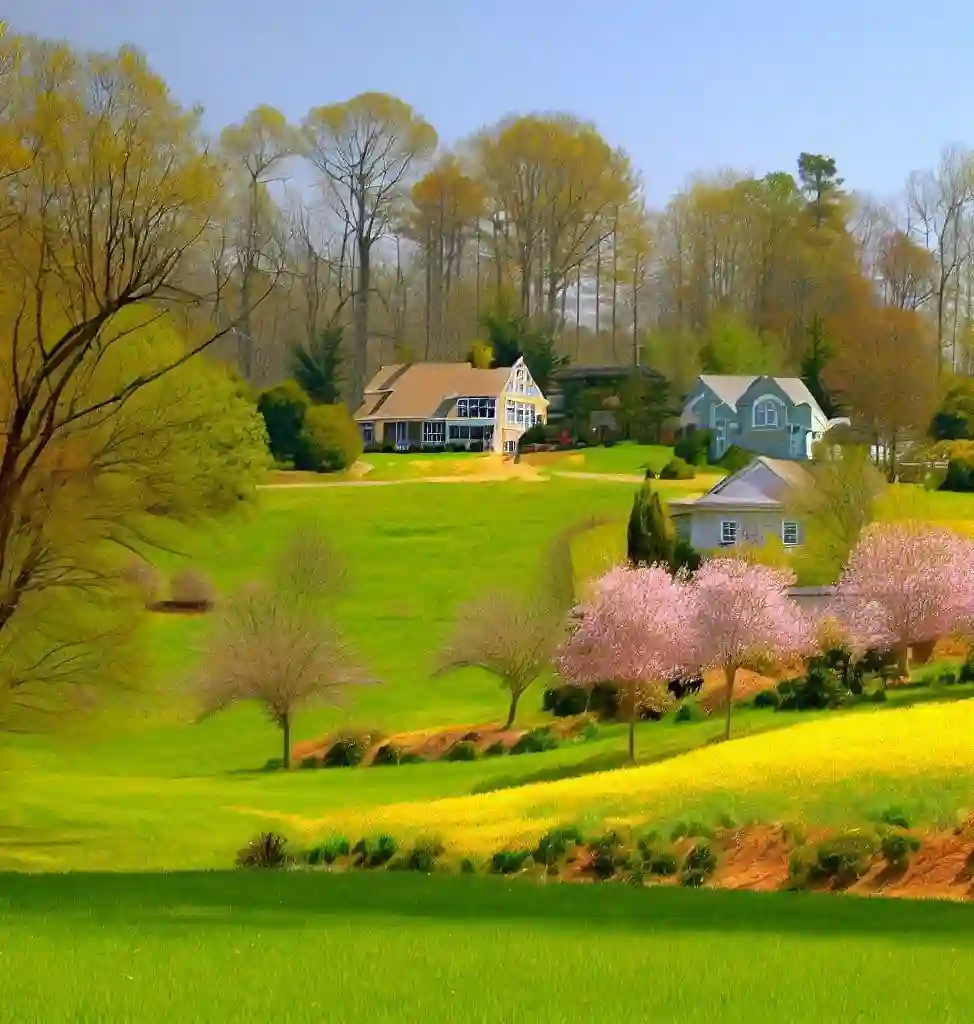 Rural Homes in North Carolina during spring