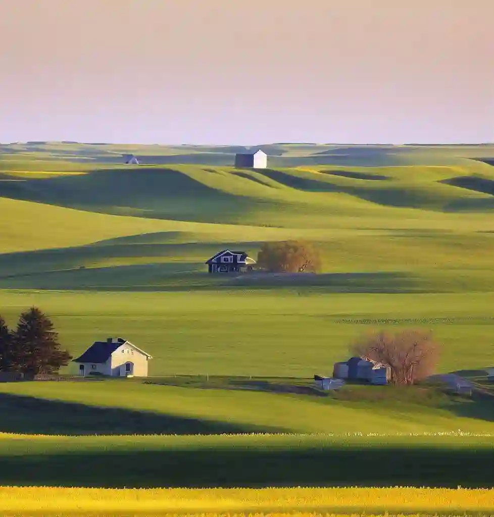 Rural Homes in North Dakota during spring