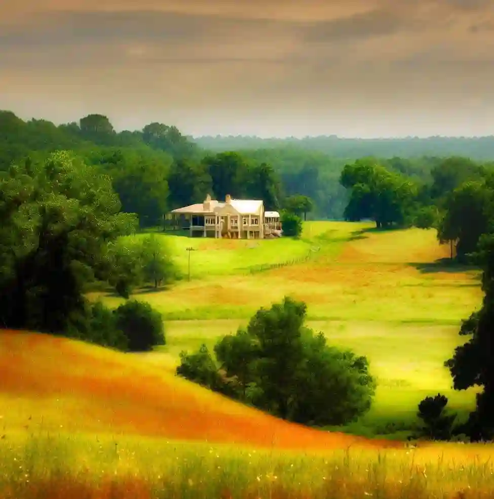 Rural Homes in Arkansas during summer