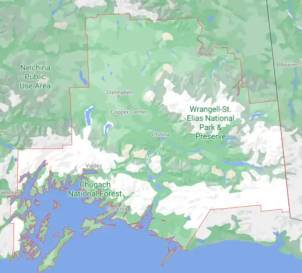 Borough level USDA loan eligibility boundaries for Valdez'Cordova, Alaska