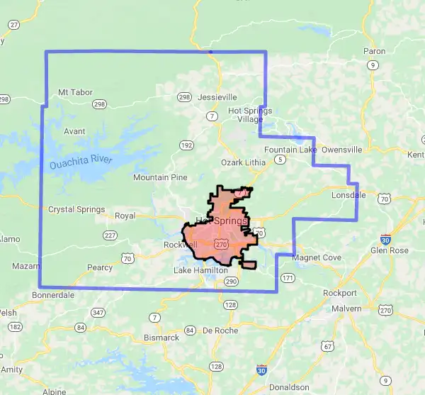 County level USDA loan eligibility boundaries for Garland, Arkansas