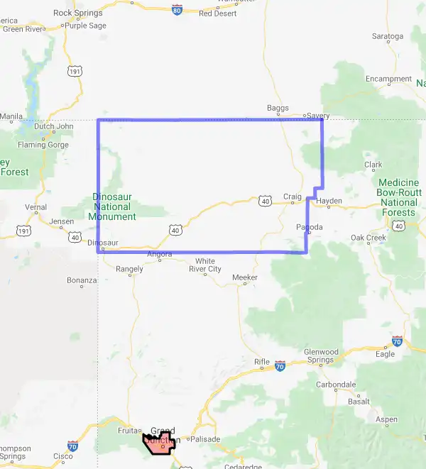 County level USDA loan eligibility boundaries for Moffat, Colorado