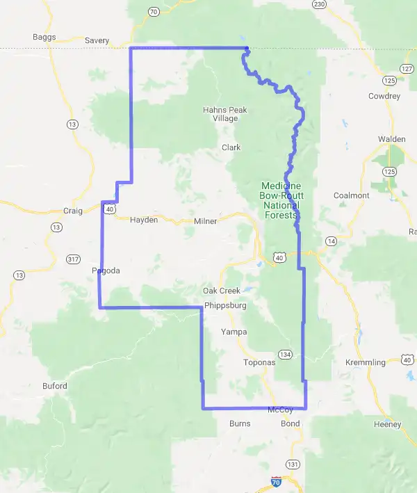 County level USDA loan eligibility boundaries for Routt, Colorado
