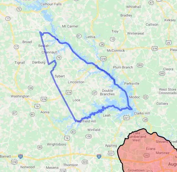 County level USDA loan eligibility boundaries for Lincoln, Georgia