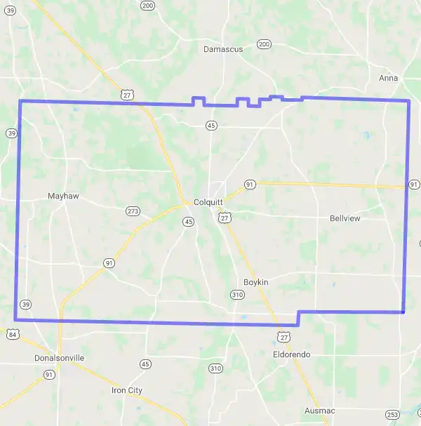 County level USDA loan eligibility boundaries for Miller, Georgia