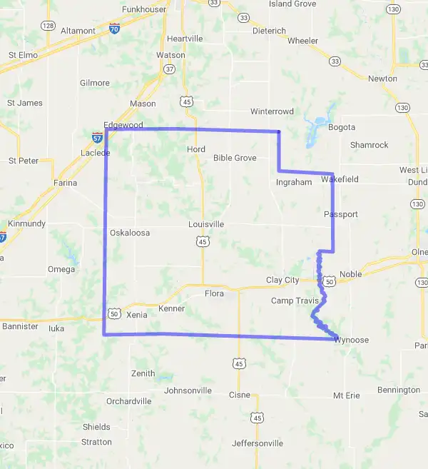 County level USDA loan eligibility boundaries for Clay, Illinois