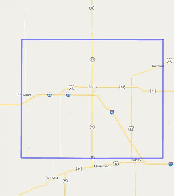 County level USDA loan eligibility boundaries for Thomas, Kansas