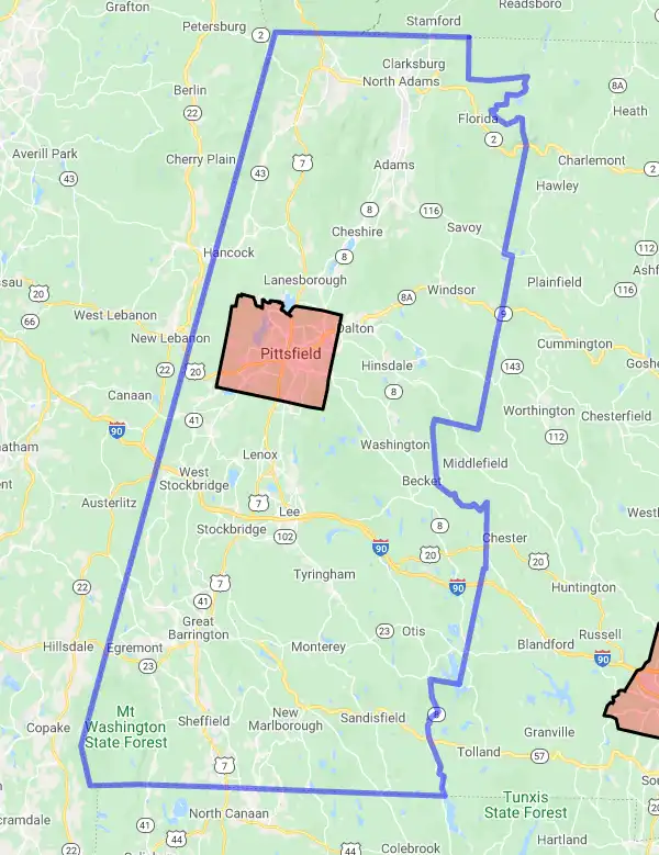 County level USDA loan eligibility boundaries for Berkshire, Massachusetts