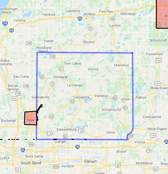 County level USDA loan eligibility boundaries for Cass, Michigan