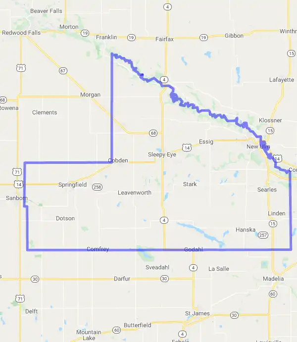 County level USDA loan eligibility boundaries for Brown, Minnesota