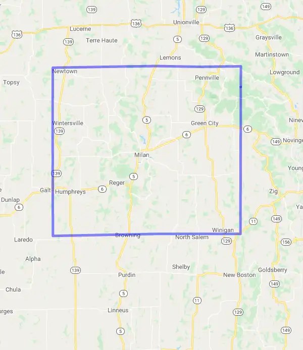 County level USDA loan eligibility boundaries for Sullivan, Missouri
