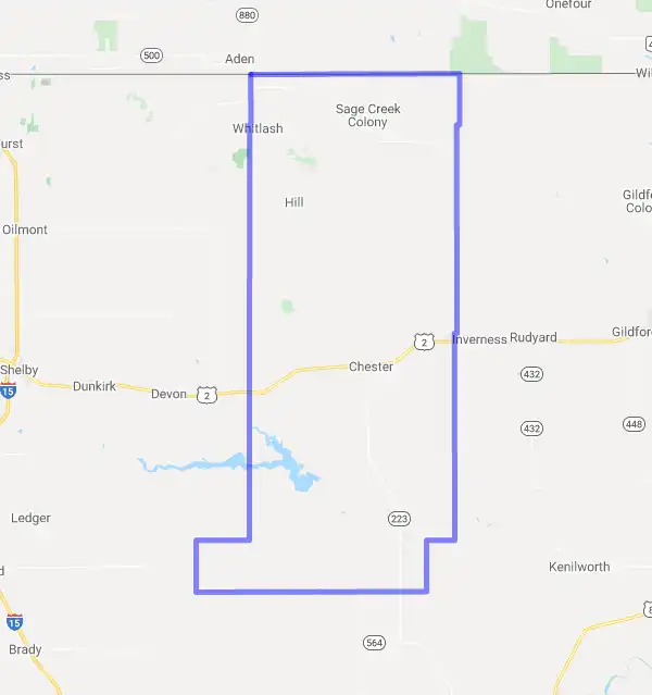 County level USDA loan eligibility boundaries for Liberty, Montana
