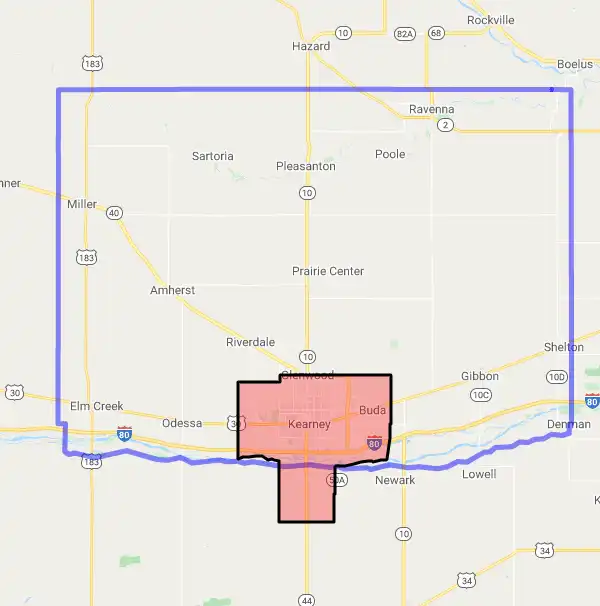 County level USDA loan eligibility boundaries for Buffalo, Nebraska