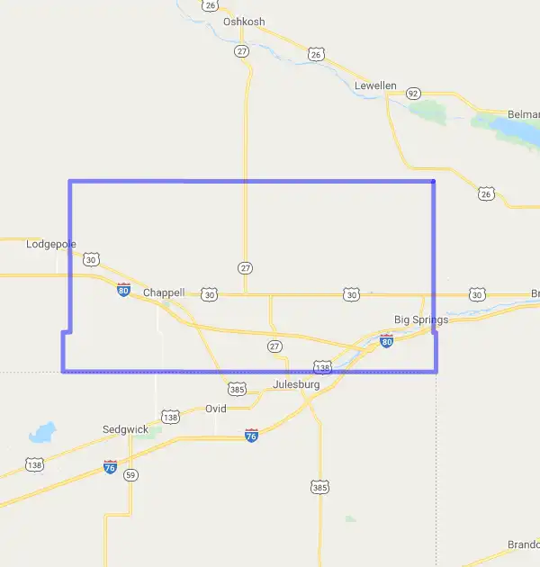 County level USDA loan eligibility boundaries for Deuel, Nebraska