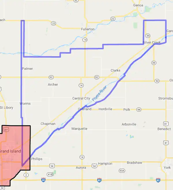 County level USDA loan eligibility boundaries for Merrick, Nebraska