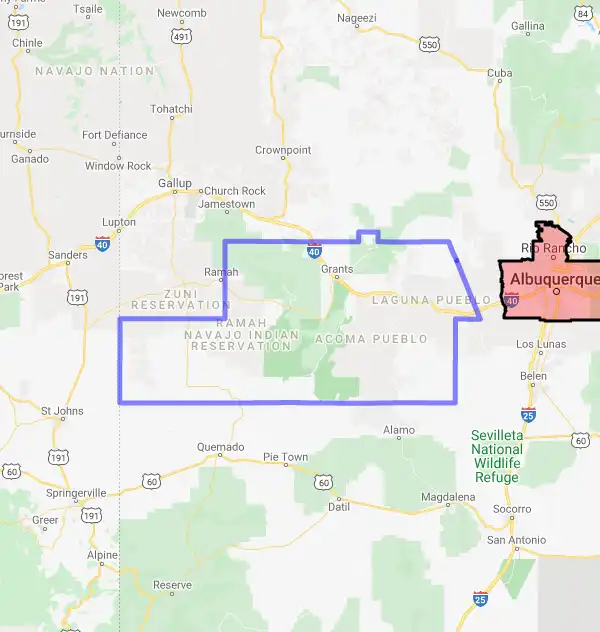 County level USDA loan eligibility boundaries for Cibola, New Mexico