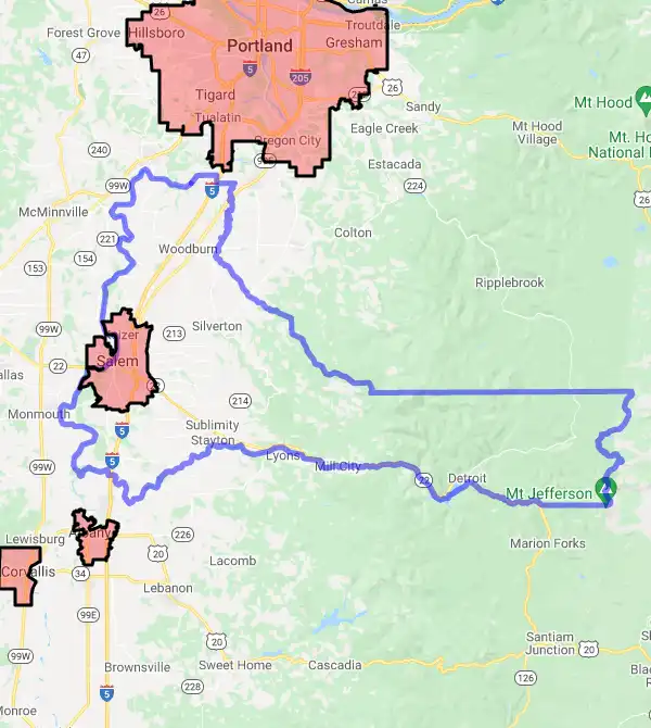 County level USDA loan eligibility boundaries for Marion, Oregon