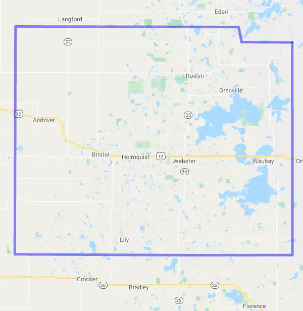 County level USDA loan eligibility boundaries for Day, South Dakota