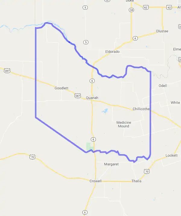 County level USDA loan eligibility boundaries for Hardeman, Texas