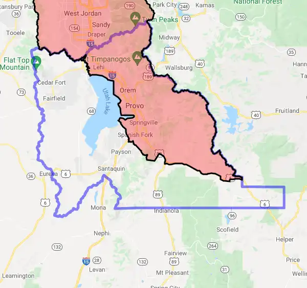 County level USDA loan eligibility boundaries for Utah, Utah