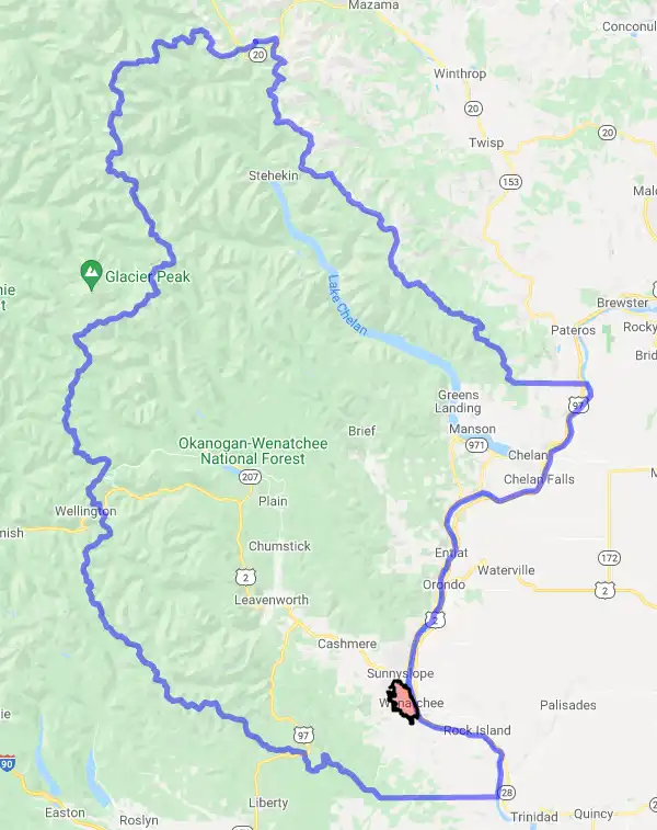 County level USDA loan eligibility boundaries for Chelan, Washington
