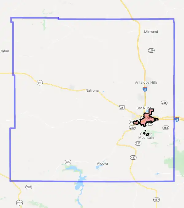 County level USDA loan eligibility boundaries for Natrona, Wyoming