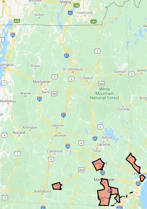 New Hampshire USDA loan eligibility boundaries