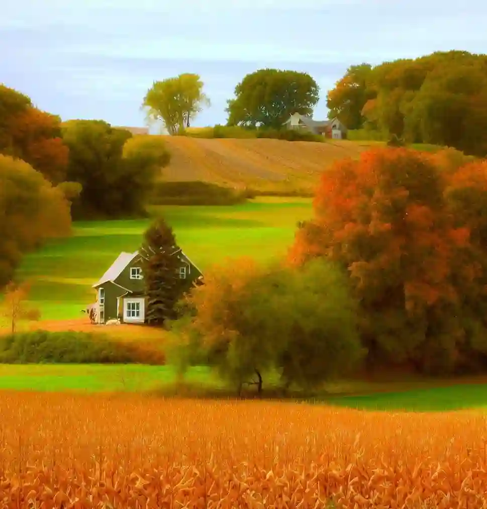 Rural Homes in Iowa during autumn