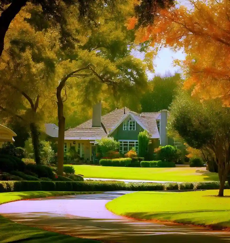 Rural autumn landscape of Texas Rural Homes in Texas during autumn
