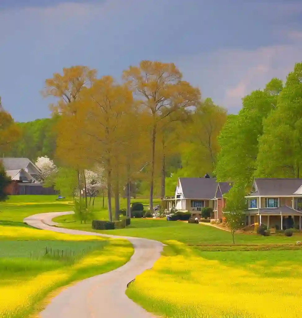 Rural Homes in Alabama during spring