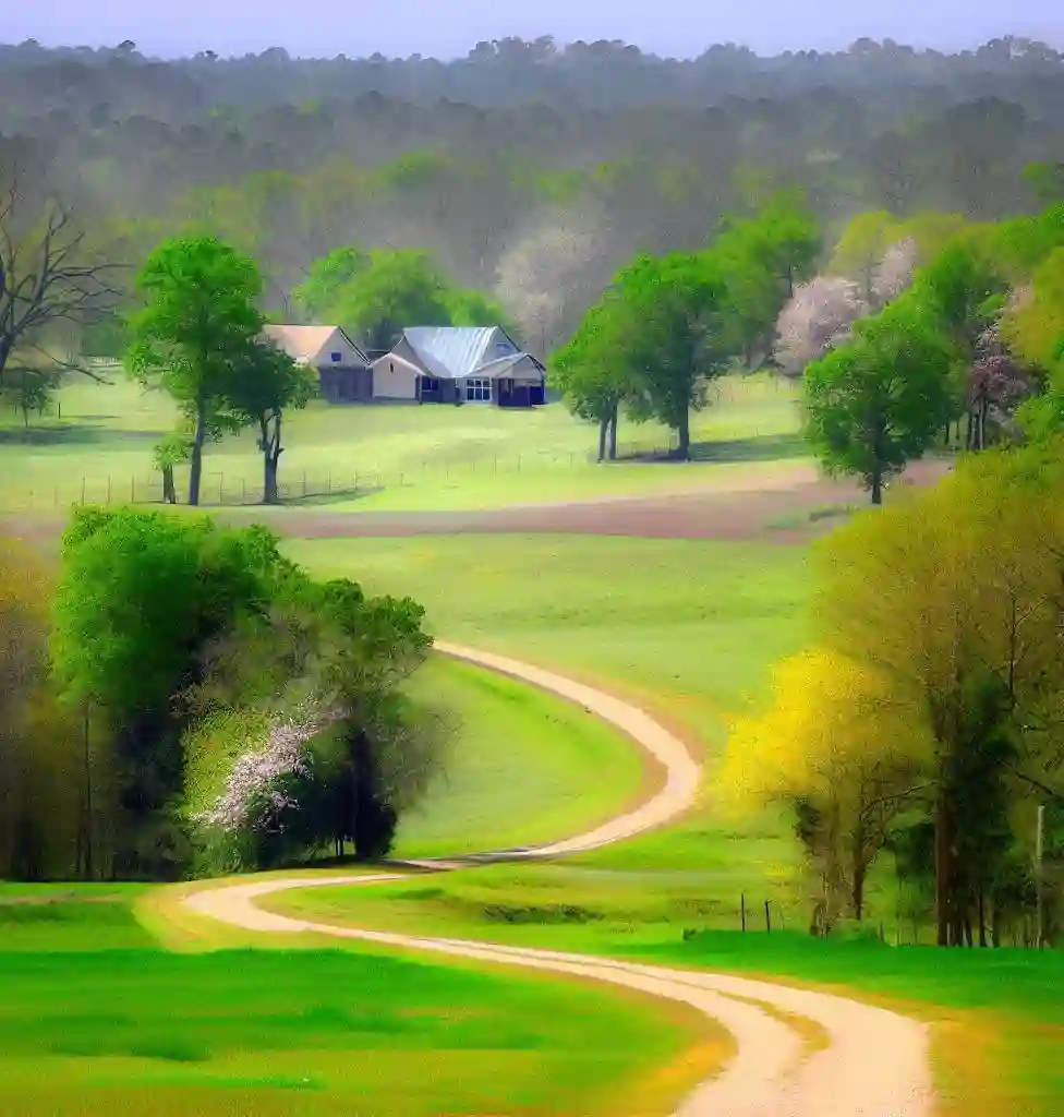 Rural Homes in Alabama during spring