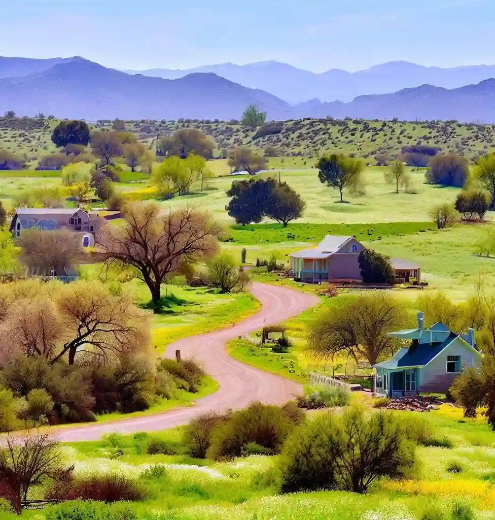 Rural Homes in Arizona during spring