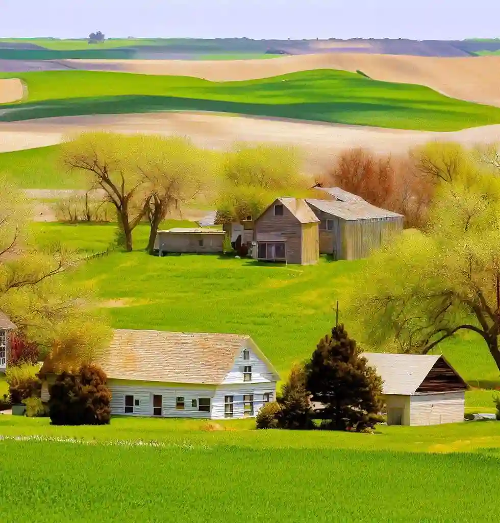 Rural Homes in Nebraska during spring