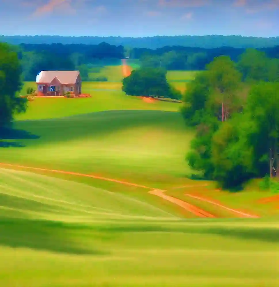 Rural Homes in Alabama during summer