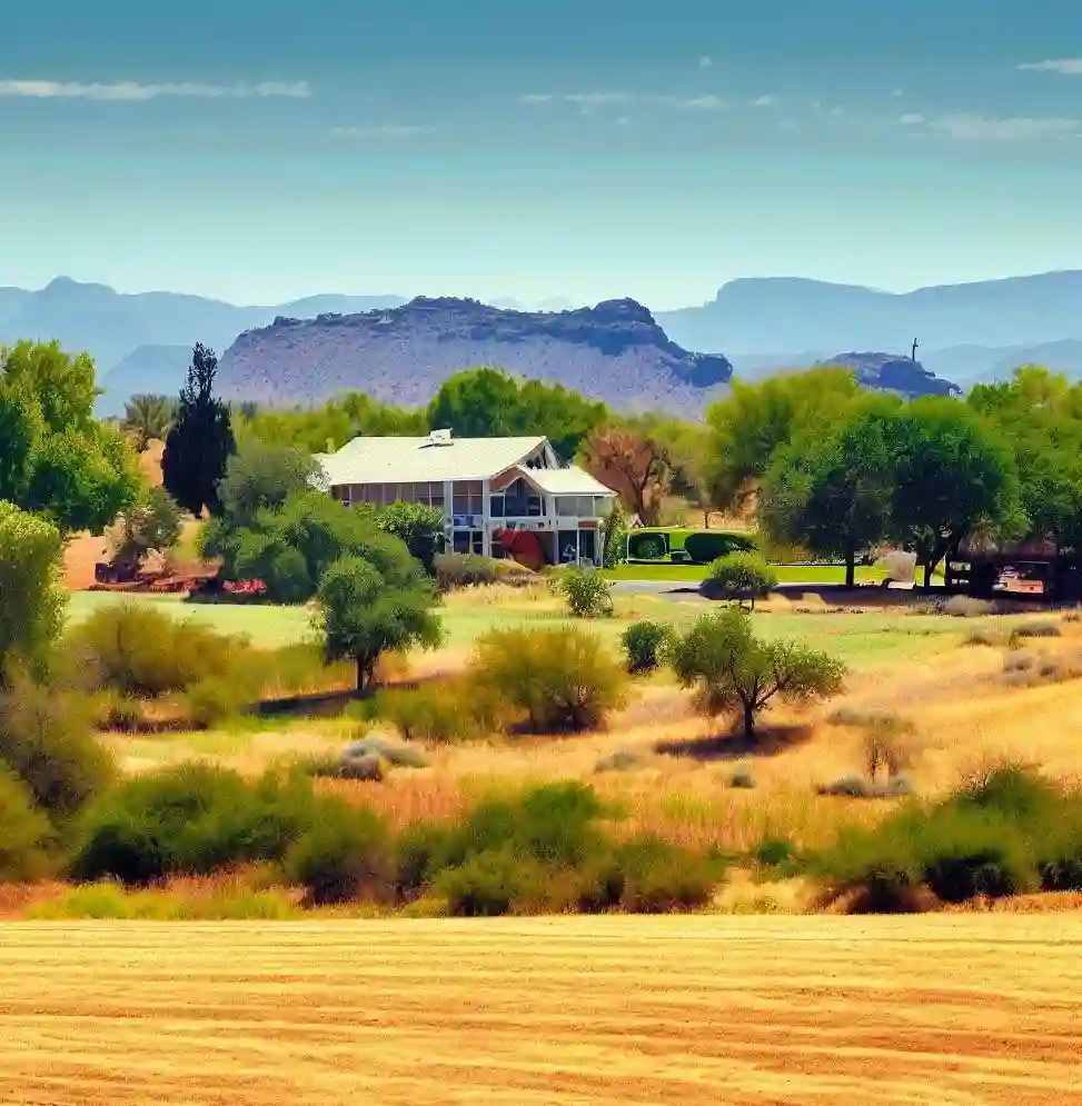 Rural Homes in Arizona during summer