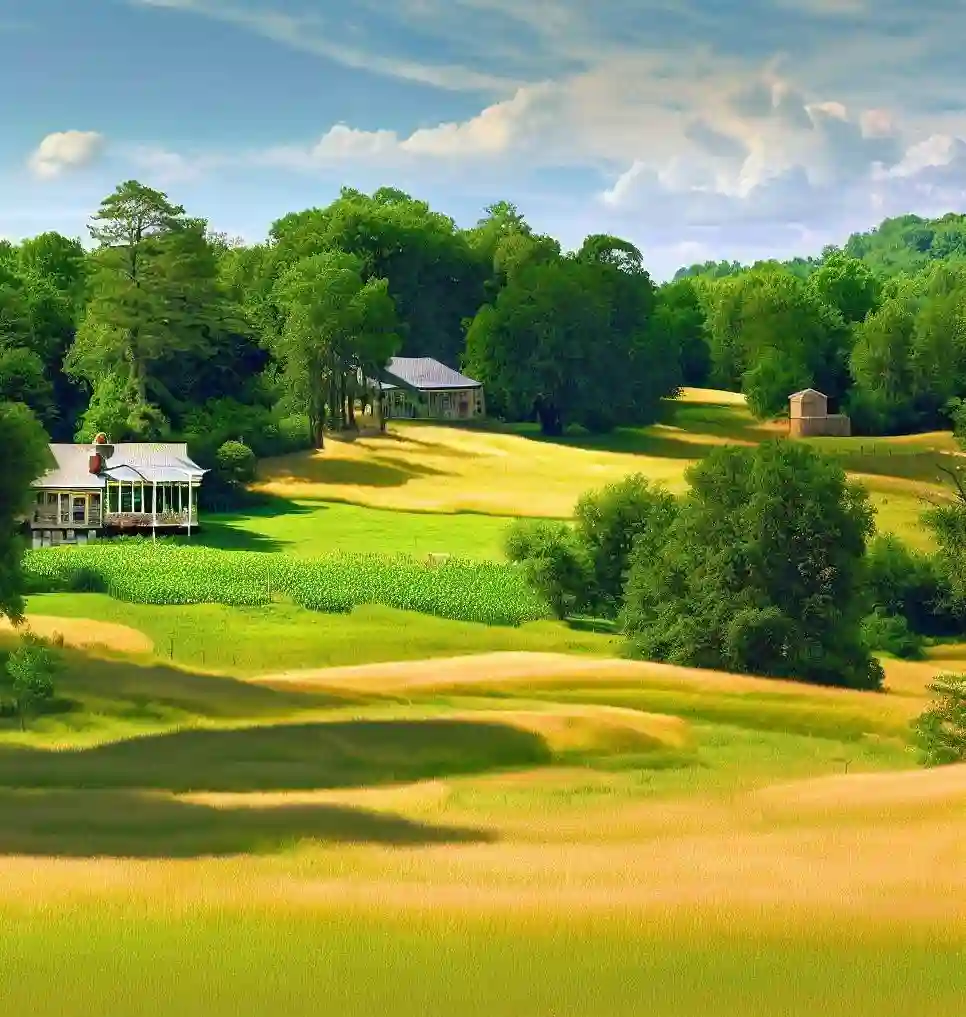 Rural Homes in Georgia during summer