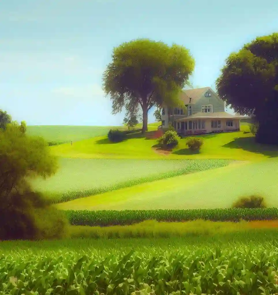 Rural Homes in Iowa during summer