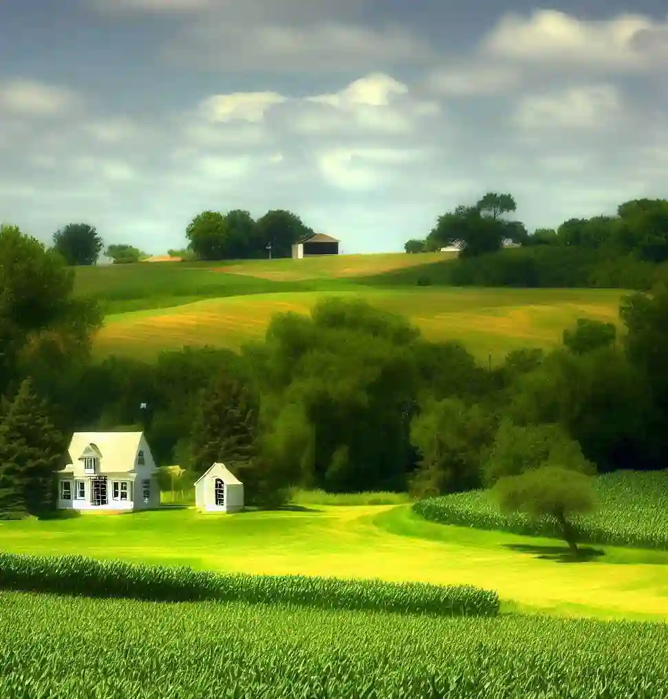 Rural Homes in Iowa during summer