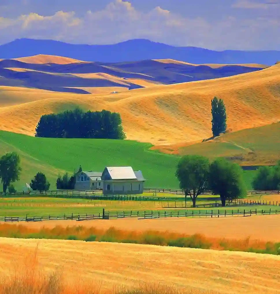 Rural Homes in Idaho during summer