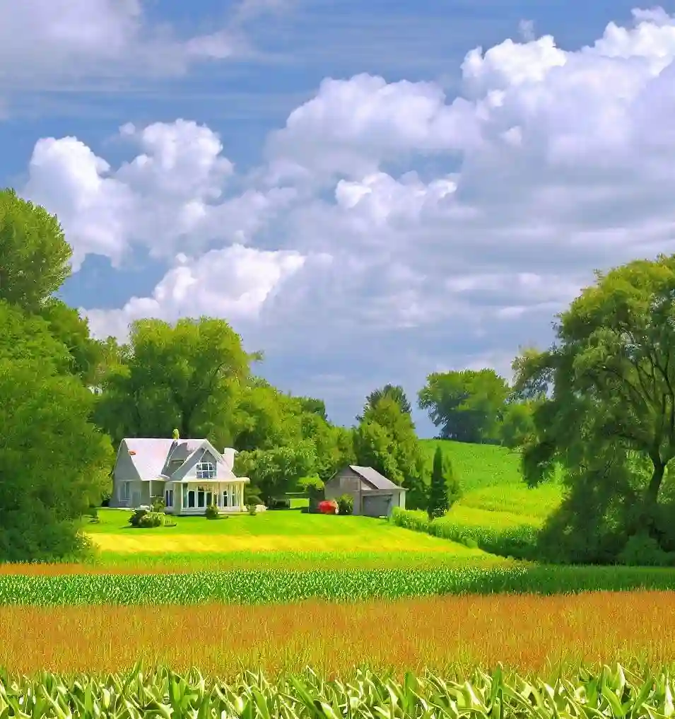 Rural Homes in Illinois during summer