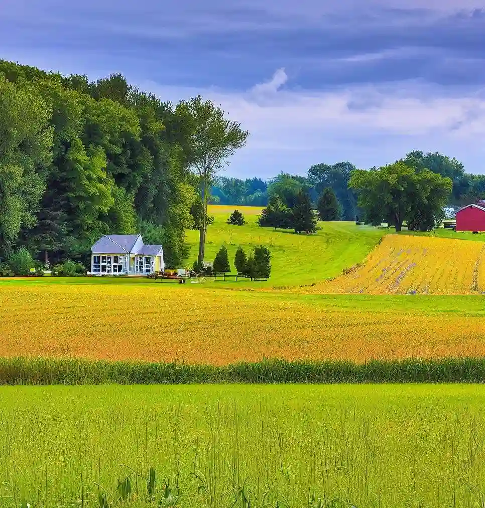 Rural Homes in Indiana during summer