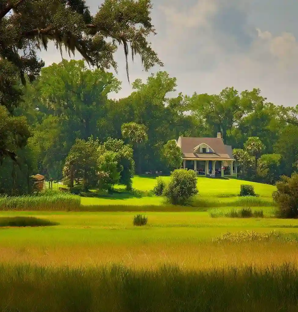 Rural Homes in Louisiana during summer