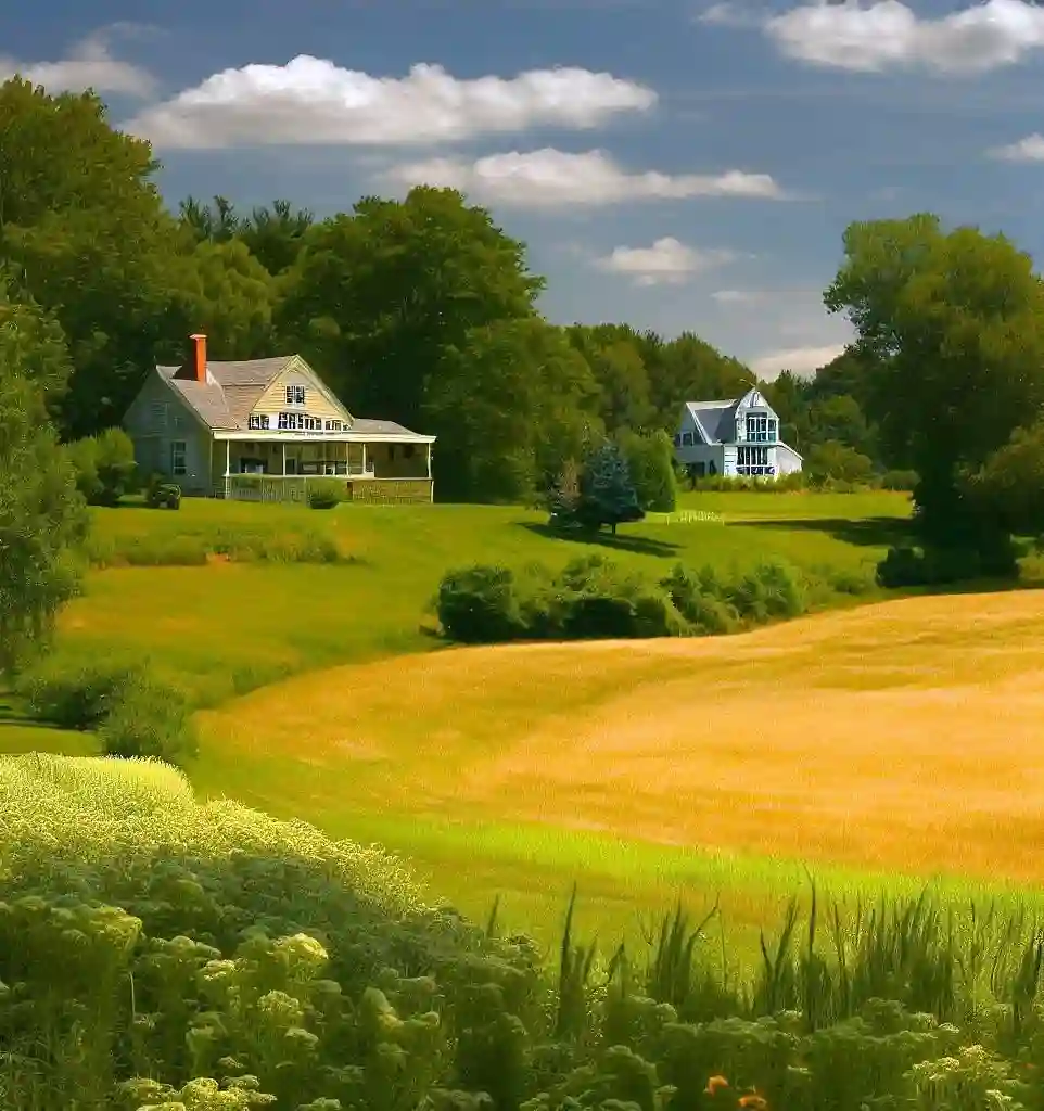Rural Homes in Massachusetts during summer