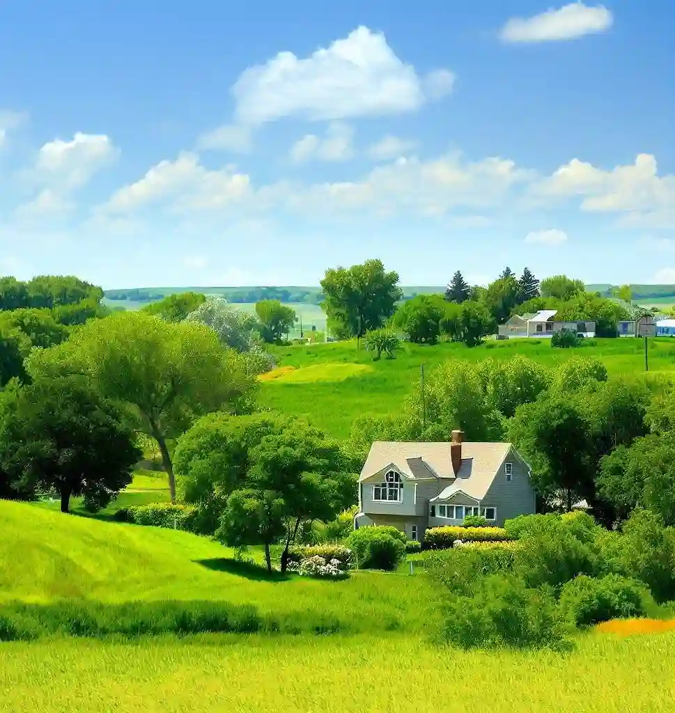 Rural Homes in North Dakota during summer