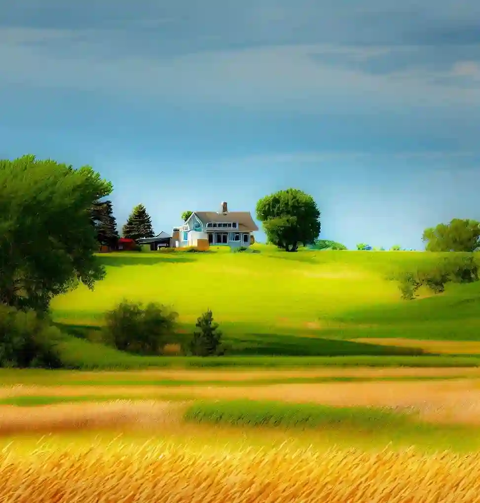 Rural Homes in Nebraska during summer