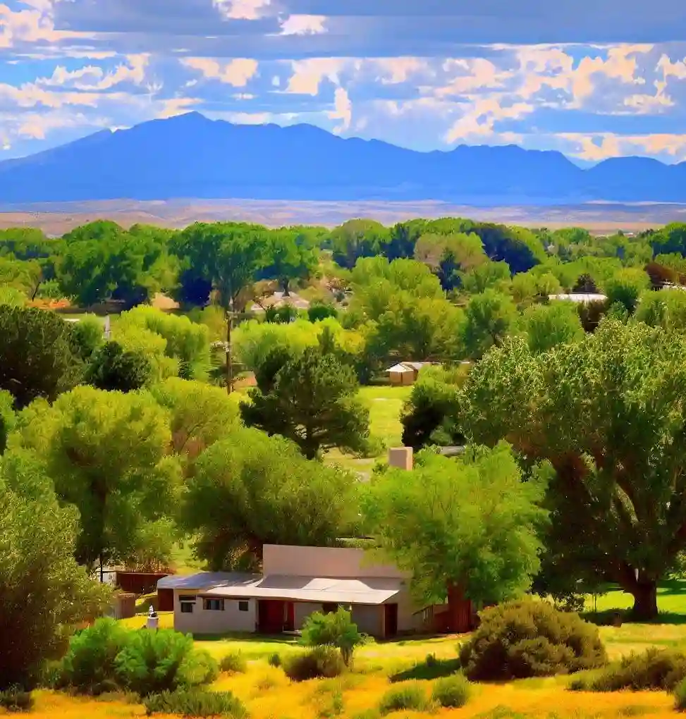 Rural Homes in New Mexico during summer