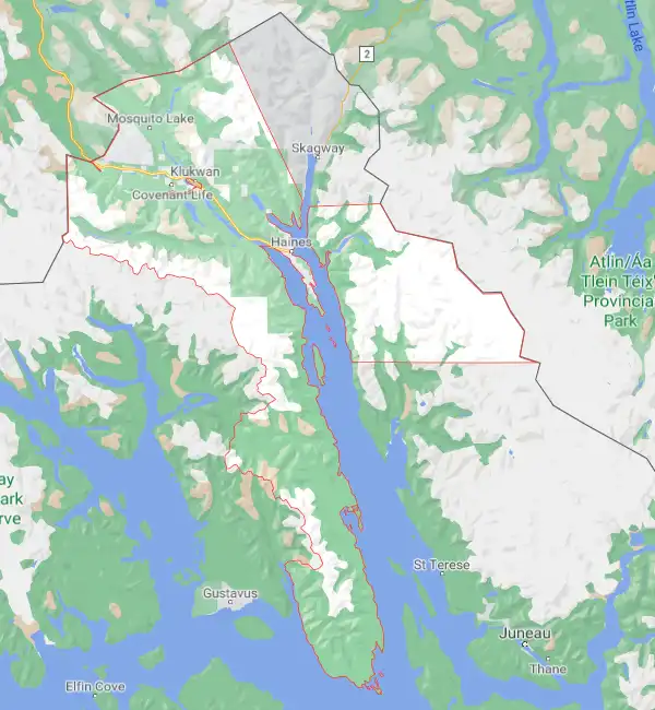 Borough level USDA loan eligibility boundaries for Haines, Alaska